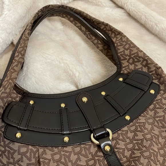 DKNY brown canvas leather Hobo bag fair used condition - Picture 16 of 16